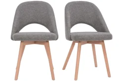 Store Miliboo Set de 2 sillas nórdicas de tela efecto aterciopelado texturizado gris con patas de haya maciza COSETTE