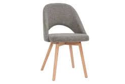 Store Miliboo Set de 2 sillas nórdicas de tela efecto aterciopelado texturizado gris con patas de haya maciza COSETTE
