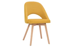 Outlet Miliboo Set de 2 sillas nórdicas de tela efecto aterciopelado texturizado amarillo mostaza con patas de haya maciza COSETTE