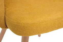 Outlet Miliboo Set de 2 sillas nórdicas de tela efecto aterciopelado texturizado amarillo mostaza con patas de haya maciza COSETTE