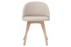 Fashion Miliboo Set de 2 sillas nórdicas de tela beige y haya maciza CELESTE