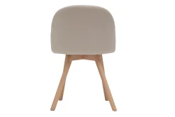 Fashion Miliboo Set de 2 sillas nórdicas de tela beige y haya maciza CELESTE