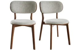Shop Miliboo Set de 2 sillas nórdicas de madera oscura y tejido gris FAUVETTE