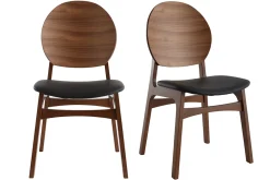 Flash Sale Miliboo Set de 2 sillas nórdicas de nogal y poliuretano negro ELTON