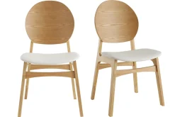 Shop Miliboo Set de 2 sillas nórdicas de madera clara y poliuretano blanco ELTON