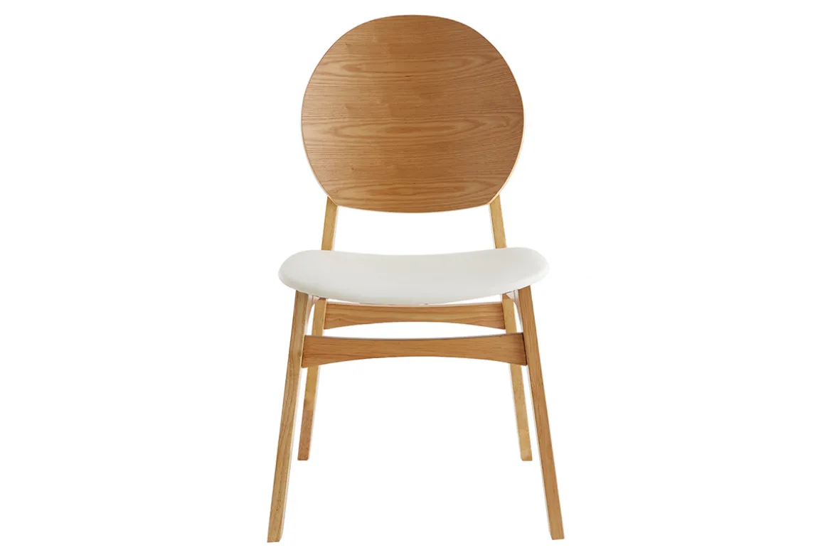 Shop Miliboo Set de 2 sillas nórdicas de madera clara y poliuretano blanco ELTON