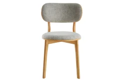 Sale Miliboo Set de 2 sillas nórdicas de madera clara y tejido gris FAUVETTE