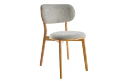 Sale Miliboo Set de 2 sillas nórdicas de madera clara y tejido gris FAUVETTE