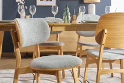 Sale Miliboo Set de 2 sillas nórdicas de madera clara y tejido gris FAUVETTE