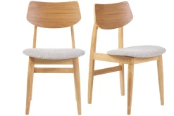 Best Miliboo Set de 2 sillas nórdicas de madera clara y tejido gris claro ELION