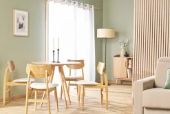 Best Miliboo Set de 2 sillas nórdicas de madera clara y tejido gris claro ELION