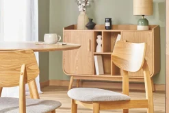 Best Miliboo Set de 2 sillas nórdicas de madera clara y tejido gris claro ELION
