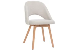 Discount Miliboo Set de 2 sillas nórdicas de tela efecto aterciopelado texturizado beige con patas de haya maciza COSETTE