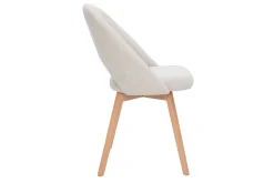 Discount Miliboo Set de 2 sillas nórdicas de tela efecto aterciopelado texturizado beige con patas de haya maciza COSETTE