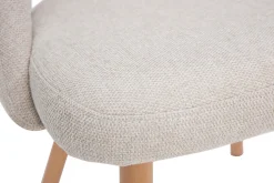 Discount Miliboo Set de 2 sillas nórdicas de tela efecto aterciopelado texturizado beige con patas de haya maciza COSETTE