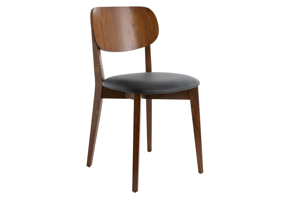 Outlet Miliboo Set de 2 sillas vintage con acabado en nogal y asiento negro LUCIA