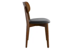 Outlet Miliboo Set de 2 sillas vintage con acabado en nogal y asiento negro LUCIA