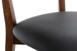 Outlet Miliboo Set de 2 sillas vintage con acabado en nogal y asiento negro LUCIA