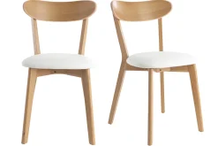 Clearance Miliboo Set de 2 sillas vintage de roble con asiento blanco DOVE