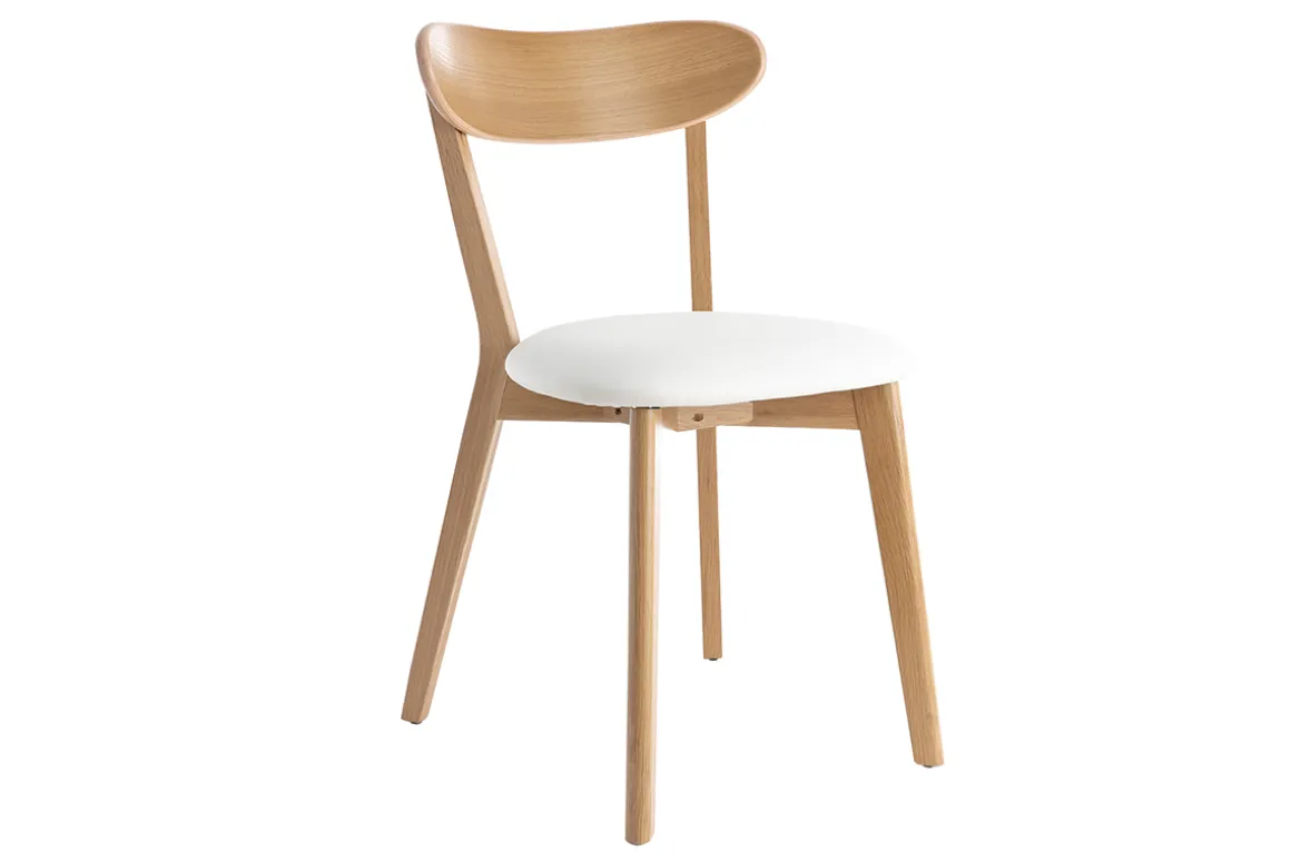 Clearance Miliboo Set de 2 sillas vintage de roble con asiento blanco DOVE