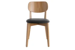 Fashion Miliboo Set de 2 sillas vintage de roble con asiento negro LUCIA