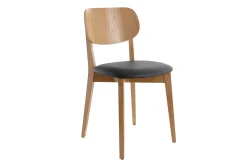 Fashion Miliboo Set de 2 sillas vintage de roble con asiento negro LUCIA