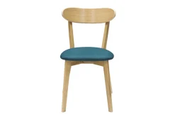 Best Sale Miliboo Set de 2 sillas vintage roble y asiento azul pavo real DOVE