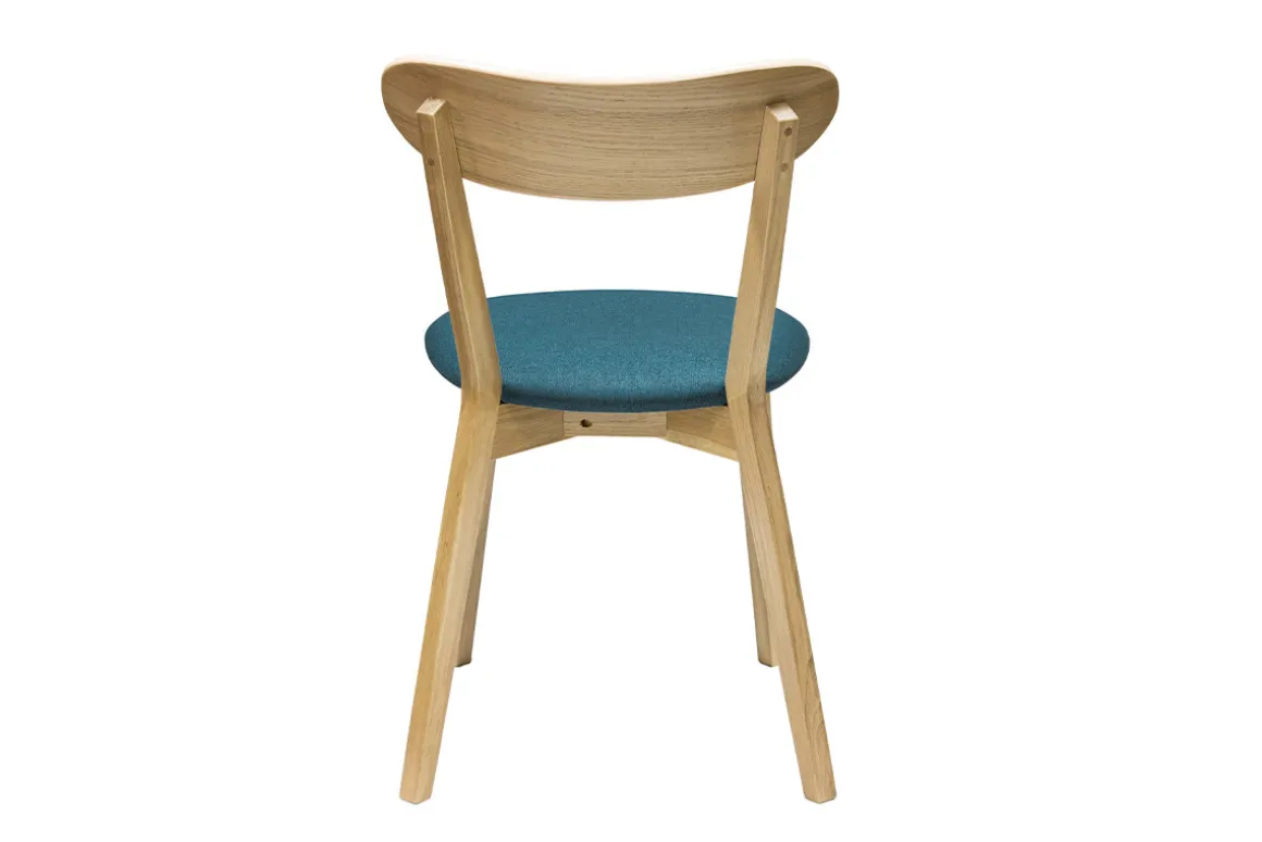 Best Sale Miliboo Set de 2 sillas vintage roble y asiento azul pavo real DOVE