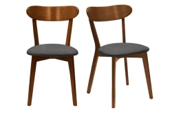 Cheap Miliboo Set de 2 sillas vintage roble oscuro y asiento gris DOVE