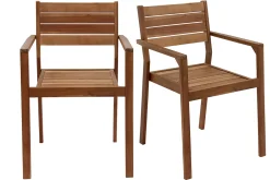 Outlet Miliboo Set de 2 sillones de jardín apilables de acacia maciza CANOPEE