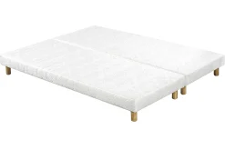 Best Sale Miliboo Set de 2 somieres tapizados en blanco con patas de madera 90 × 200 cm JAMI
