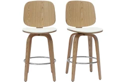 Cheap Miliboo Set de 2 taburetes de cocina giratorios de diseño blanco y madera clara 66 cm BECK