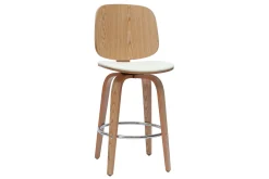 Cheap Miliboo Set de 2 taburetes de cocina giratorios de diseño blanco y madera clara 66 cm BECK