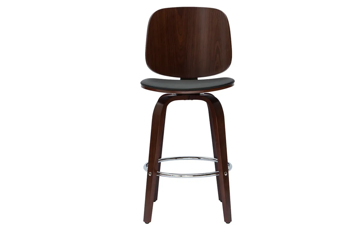 Discount Miliboo Set de 2 taburetes de cocina giratorios de diseño negros y madera oscura 66 cm BECK