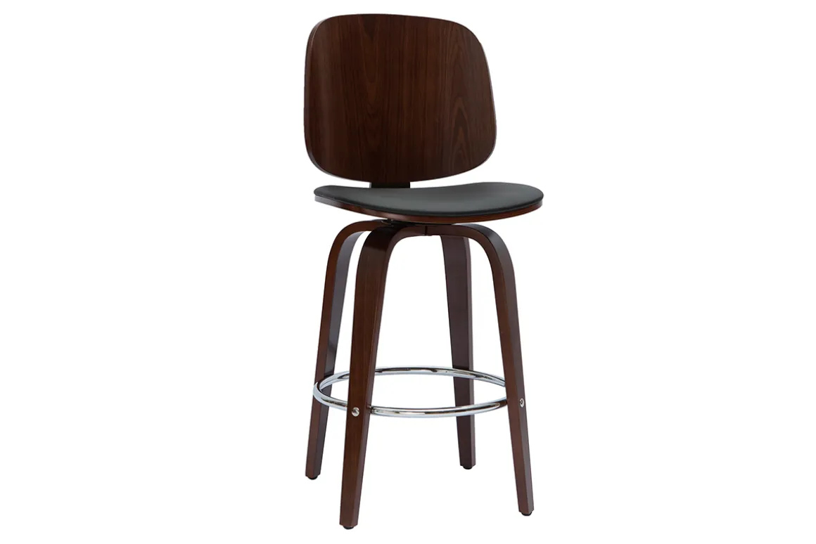 Discount Miliboo Set de 2 taburetes de cocina giratorios de diseño negros y madera oscura 66 cm BECK