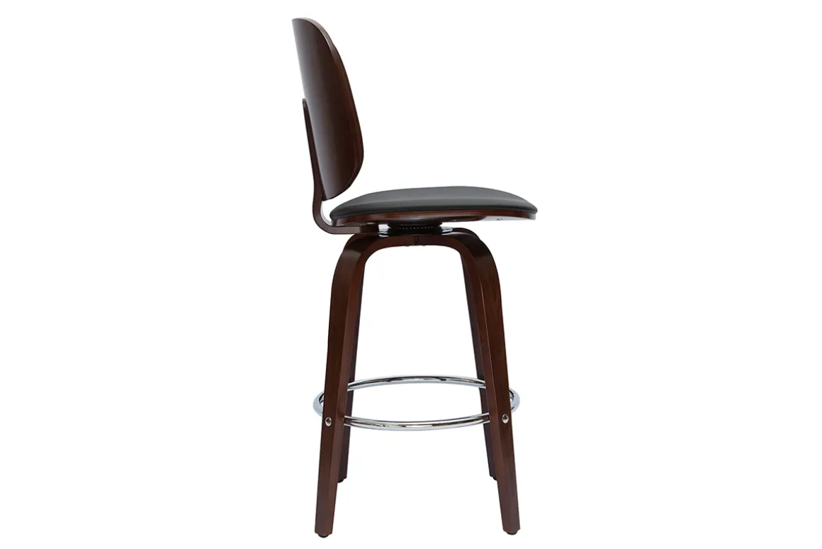 Discount Miliboo Set de 2 taburetes de cocina giratorios de diseño negros y madera oscura 66 cm BECK