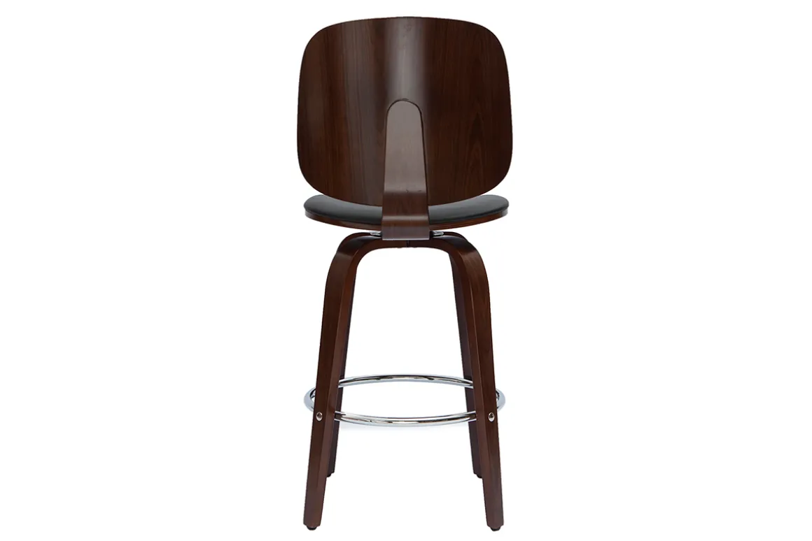 Discount Miliboo Set de 2 taburetes de cocina giratorios de diseño negros y madera oscura 66 cm BECK