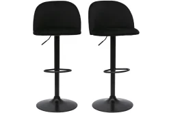 Cheap Miliboo Set de 2 taburetes de cocina ajustables de terciopelo negro y metal negro CELESTE