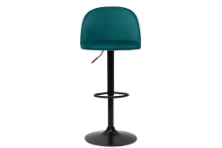 Sale Miliboo Set de 2 taburetes de cocina ajustables de terciopelo azul petróleo y metal negro CELESTE