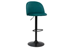 Sale Miliboo Set de 2 taburetes de cocina ajustables de terciopelo azul petróleo y metal negro CELESTE