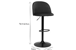 Sale Miliboo Set de 2 taburetes de cocina ajustables de terciopelo azul petróleo y metal negro CELESTE