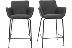 Outlet Miliboo Set de 2 taburetes de cocina de tela gris antracita 65 cm CARLIE