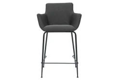 Outlet Miliboo Set de 2 taburetes de cocina de tela gris antracita 65 cm CARLIE