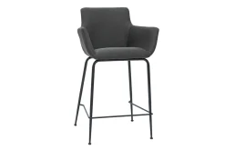 Outlet Miliboo Set de 2 taburetes de cocina de tela gris antracita 65 cm CARLIE