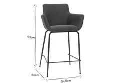 Outlet Miliboo Set de 2 taburetes de cocina de tela gris antracita 65 cm CARLIE