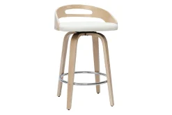 Online Miliboo Set de 2 taburetes de cocina de diseño madera clara y poliuretano blanco 65 cm MANO