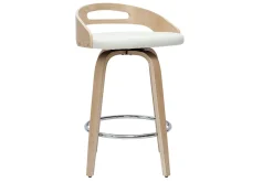Online Miliboo Set de 2 taburetes de cocina de diseño madera clara y poliuretano blanco 65 cm MANO