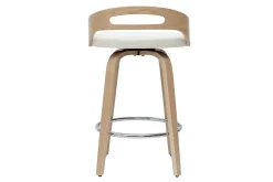 Online Miliboo Set de 2 taburetes de cocina de diseño madera clara y poliuretano blanco 65 cm MANO