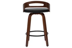 Clearance Miliboo Set de 2 taburetes de cocina de diseño madera oscura y poliuretano negro 65 cm MANO