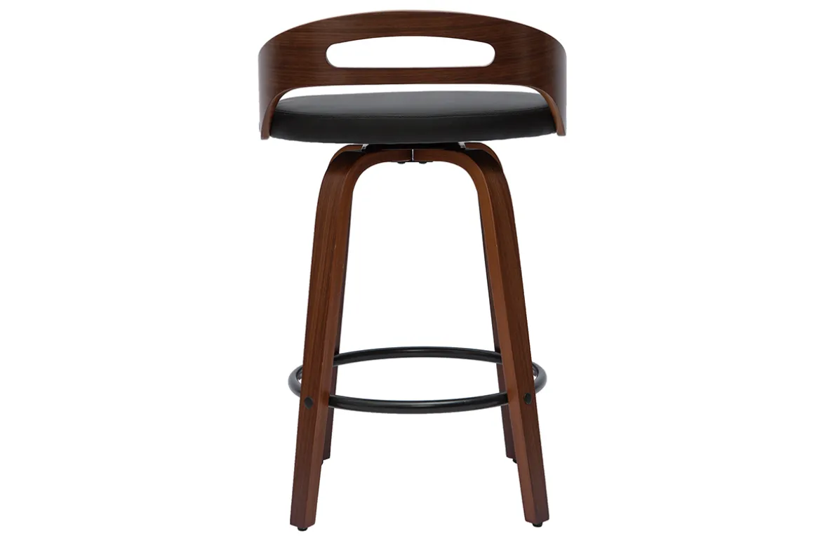 Clearance Miliboo Set de 2 taburetes de cocina de diseño madera oscura y poliuretano negro 65 cm MANO